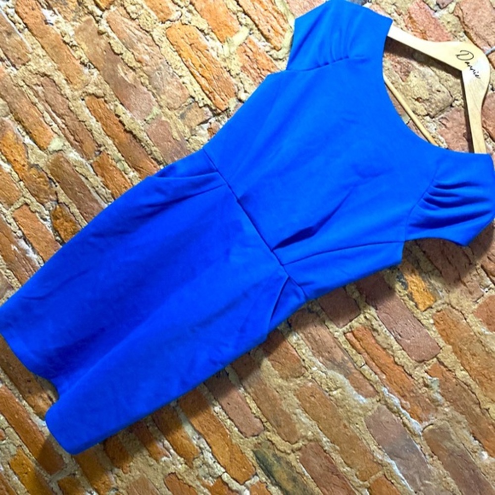 MAX AND CLEO SHEATH PENCIL BLUE MIDI BUSINESS CASUAL DRESS